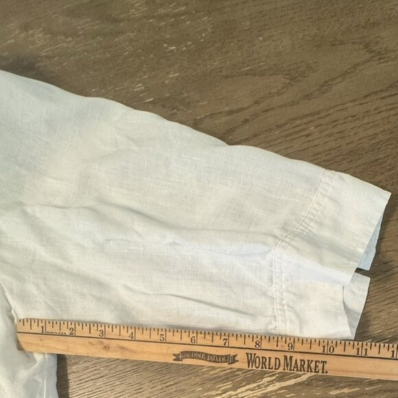 Edward Linen 100% Irish 2X Plus Size Embroidered Scallop hem Button white Top - Picture 5 of 12